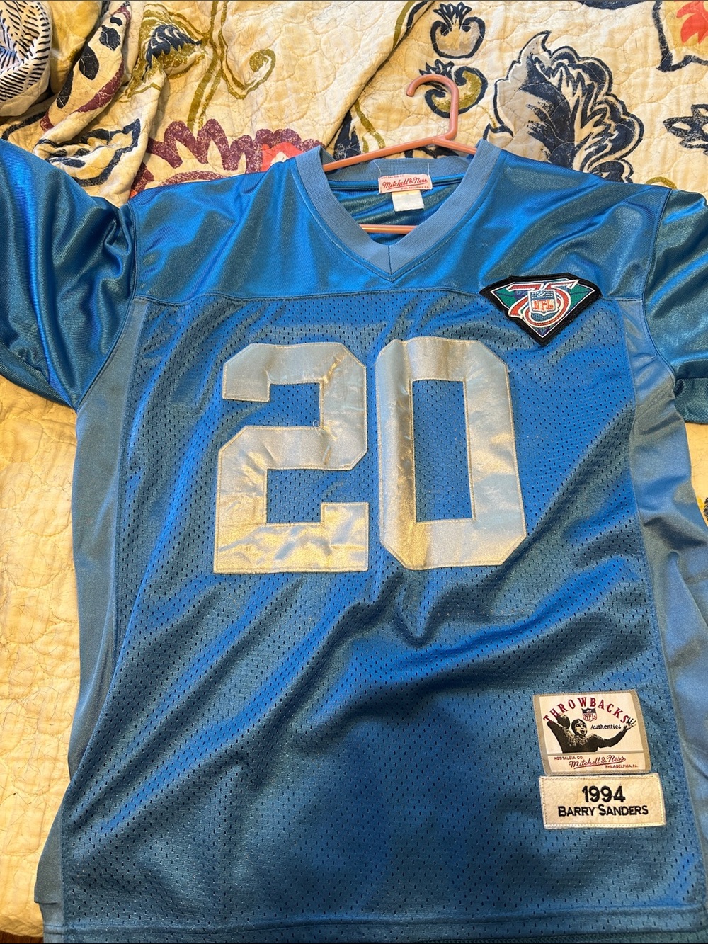 Mitchell & Ness Blue Barry Sanders #20 Throwback Jersey